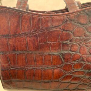 Brown Croc Leather Liz Claiborne hand bag